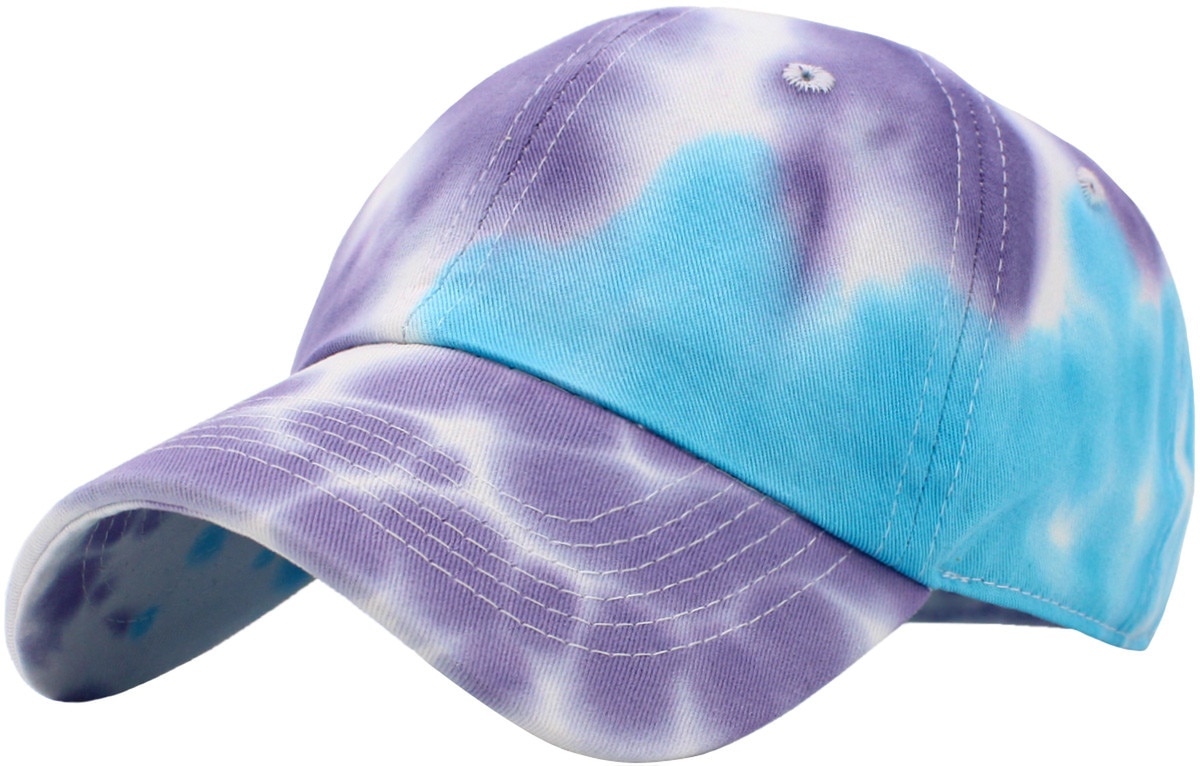 Tiedye Aqua Blue Purple Low Profile Baseball Caps Front Side View